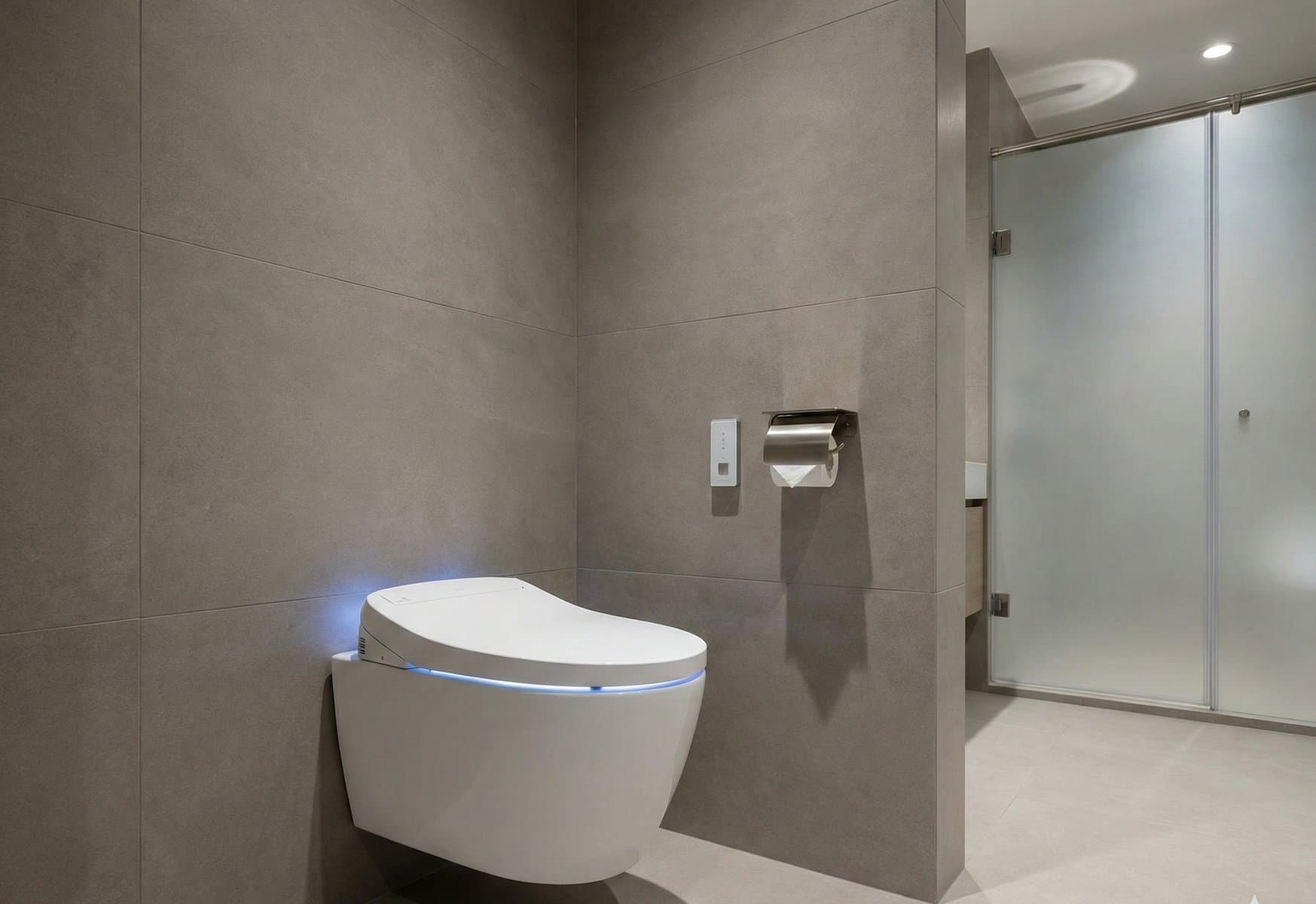 Modern hangtoilet in een lichte toiletruimte